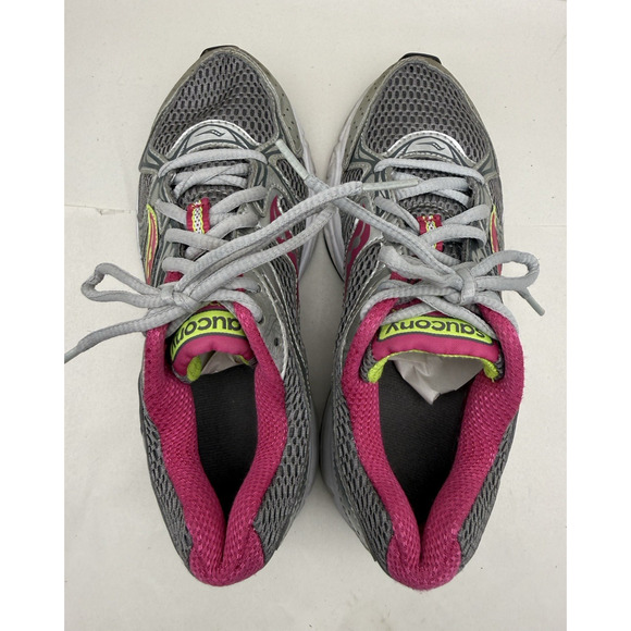 Saucony Women's Cohesion 6 Running Shoes Sneakers Size 7 Gray Pink Neon *USED... - Picture 11 of 16
